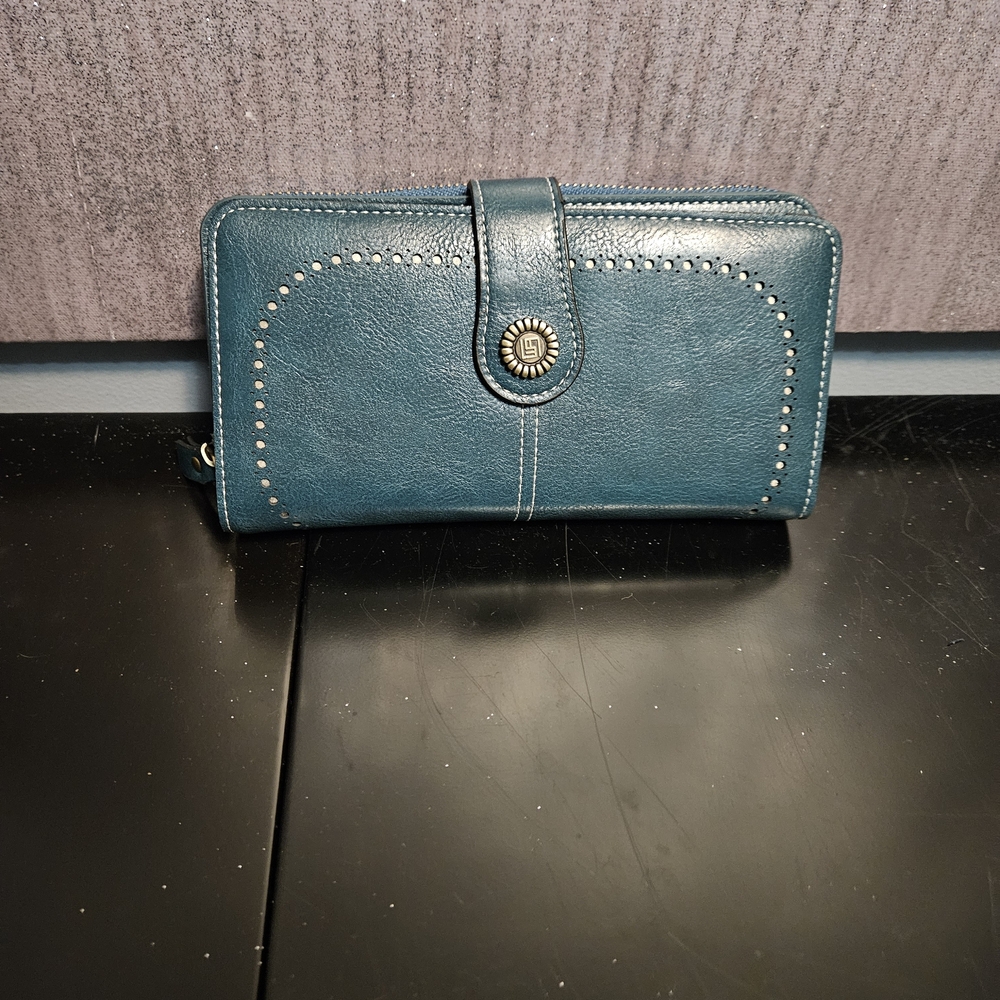 Source Unknown Teal Studded Wallet